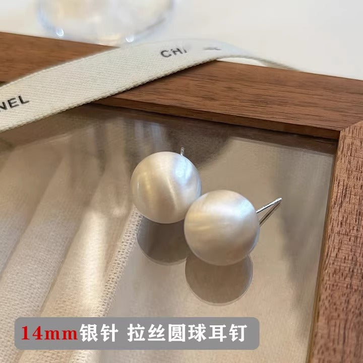 圓珠拉絲復古耳釘