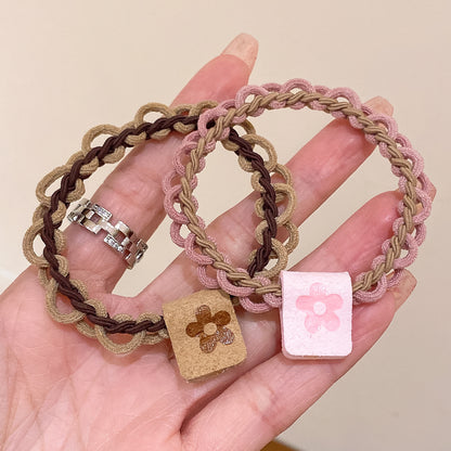 彩色編織髮圈－粉色花朵髮繩1條款細節1｜https://igowo.tw/