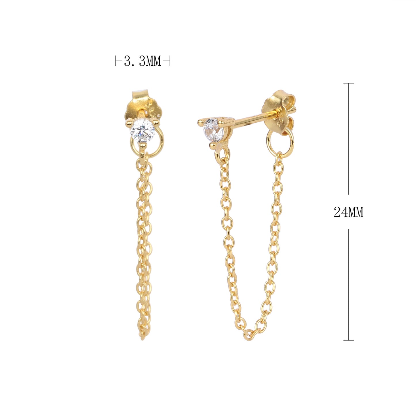 S925 外貿時尚精致簡約耳釘鑲鋯石耳線款潮流網紅風耳飾品