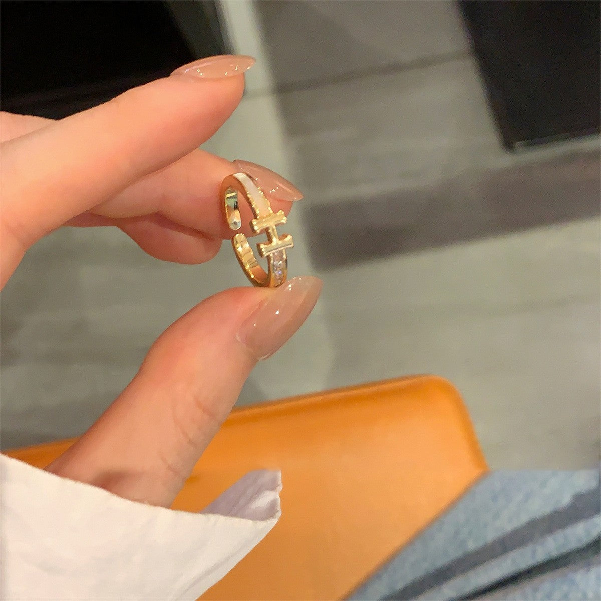 珍珠鋯石圓形多層戒指