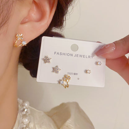 鋯石星星耳釘三件組－第二視角實拍｜https://igowo.tw/