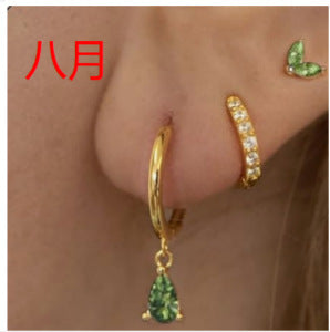 銅愛心鑲鋯耳釘組