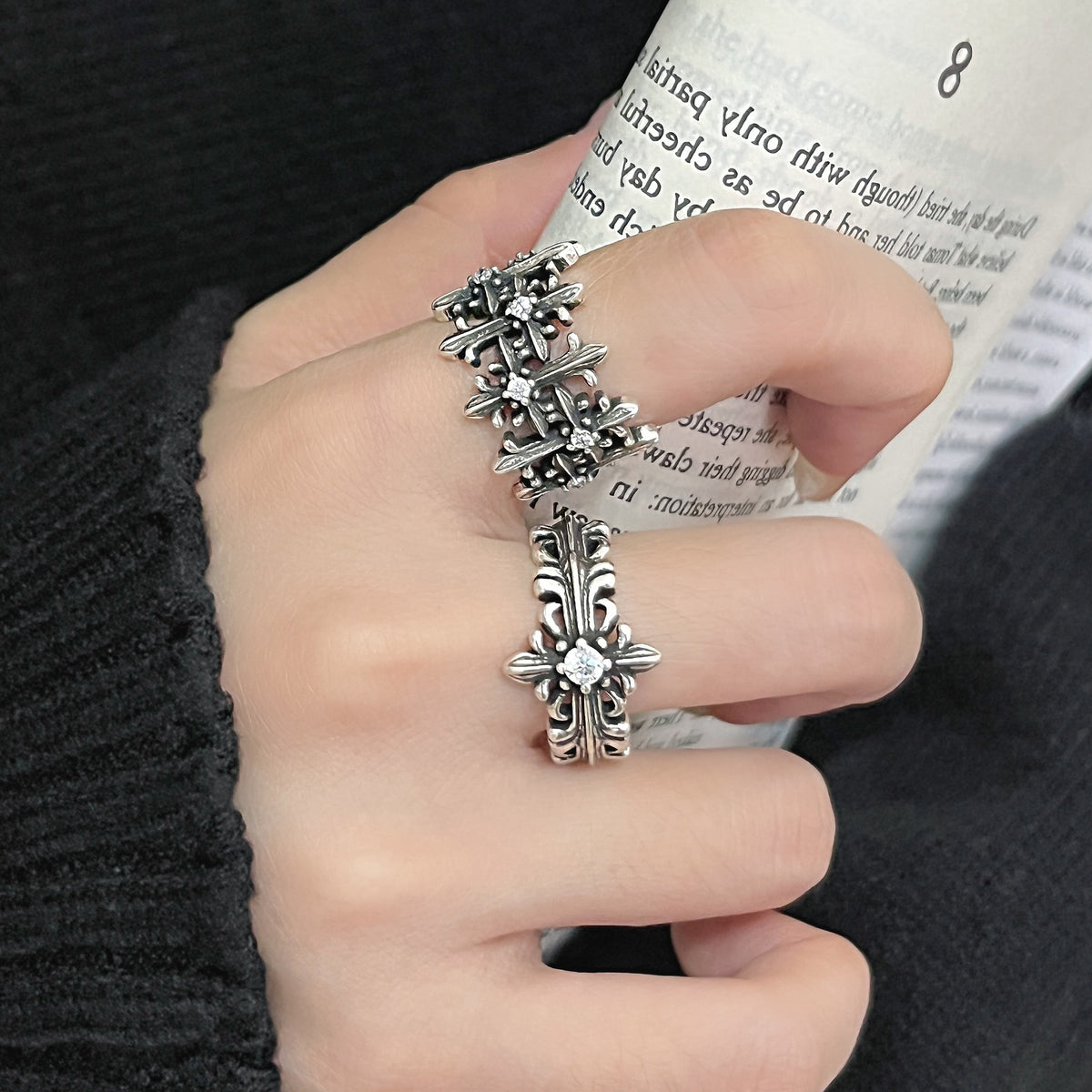 十字可調式復古戒指－第二視角實拍｜https://igowo.tw/