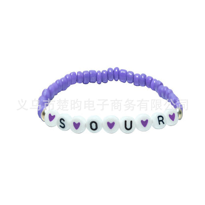 紫色軟陶字母手鏈組