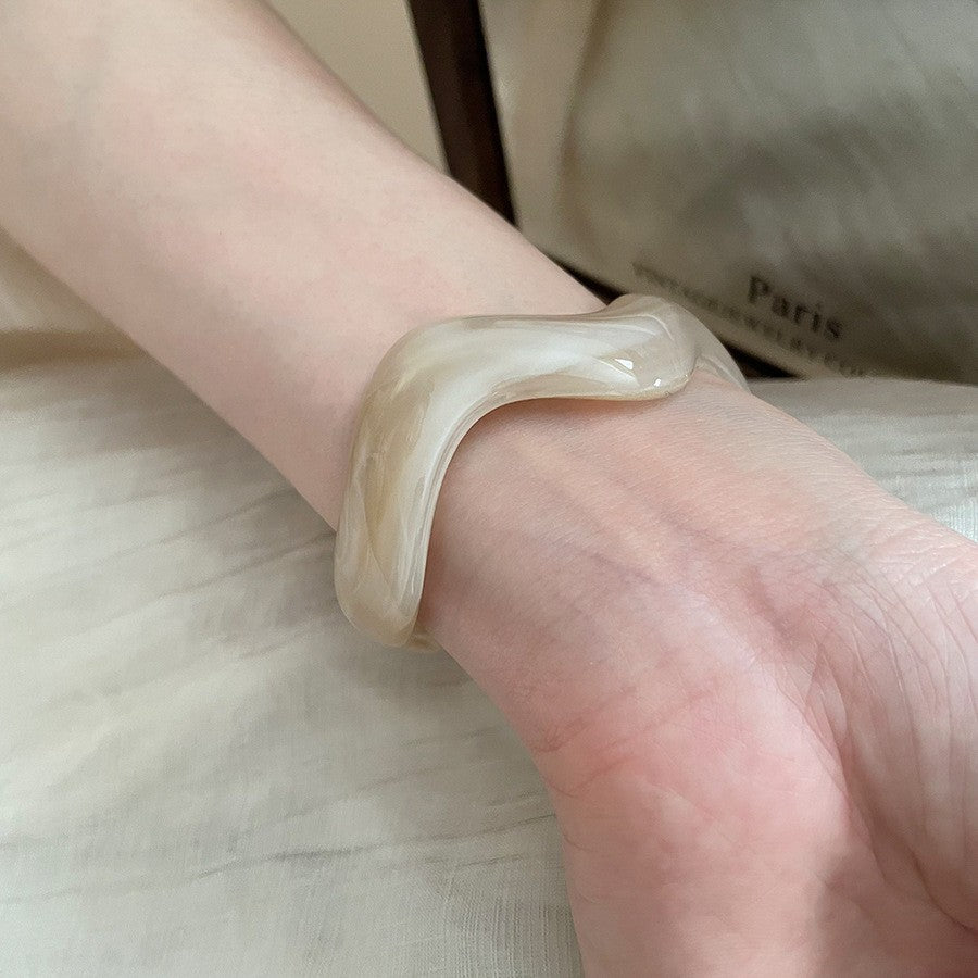 歐美不規則暈染波浪寬面手鐲簡約時尚百搭通勤手環小眾高級感手飾