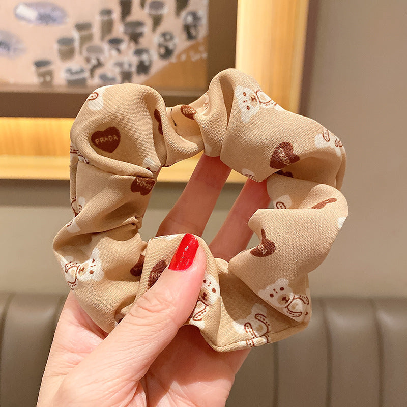 棕色大腸圈豹紋髮圈－KT米白款細節13｜https://igowo.tw/