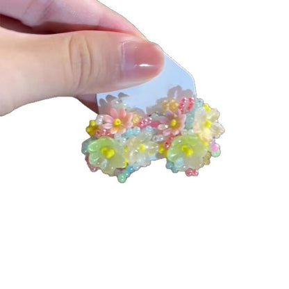 多巴胺彩色花朵耳釘春夏甜美小清新耳環小巧時尚百搭高級感耳飾女