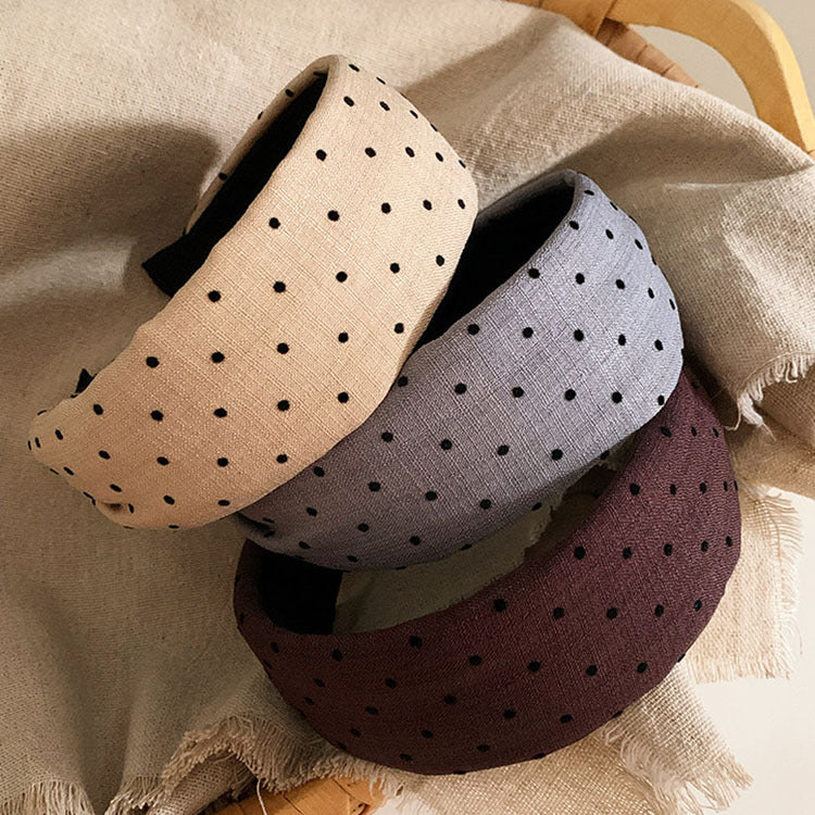 棕色波點寬版髮箍－商品主圖｜https://igowo.tw/