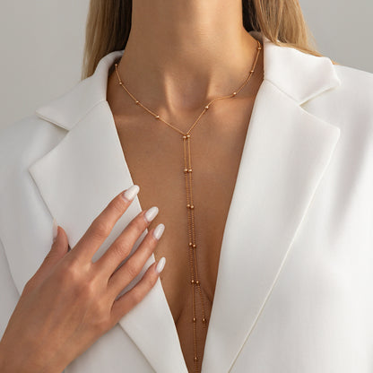 鋯石鏈條Y形流蘇項鍊