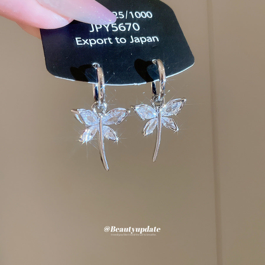 鋯石花朵蝴蝶吊墜流蘇耳扣時尚百搭氣質耳墜耳環輕奢高級感耳飾女