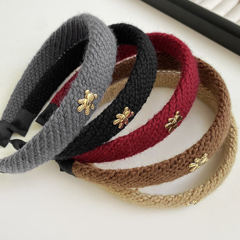 復古紅小熊編織髮箍－商品主圖｜https://igowo.tw/