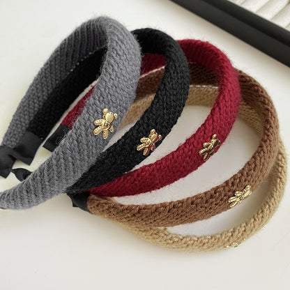 復古紅小熊編織髮箍－商品主圖｜https://igowo.tw/