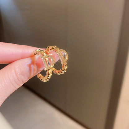 銀針金屬圓圈冷淡風耳環女韓國氣質簡約麻花耳釘耳墜高級感耳飾女
