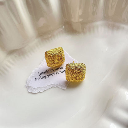 方形磨砂立體耳釘