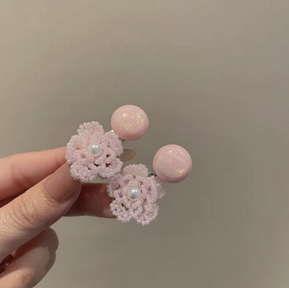 珍珠花朵髮夾
