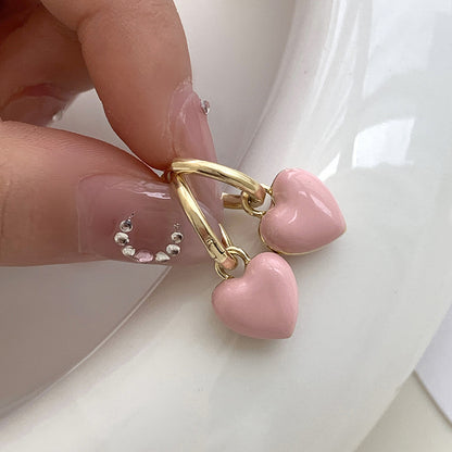 甜美滴油愛心耳扣簡約百搭設計耳環女小眾時尚氣質耳飾輕奢高級感