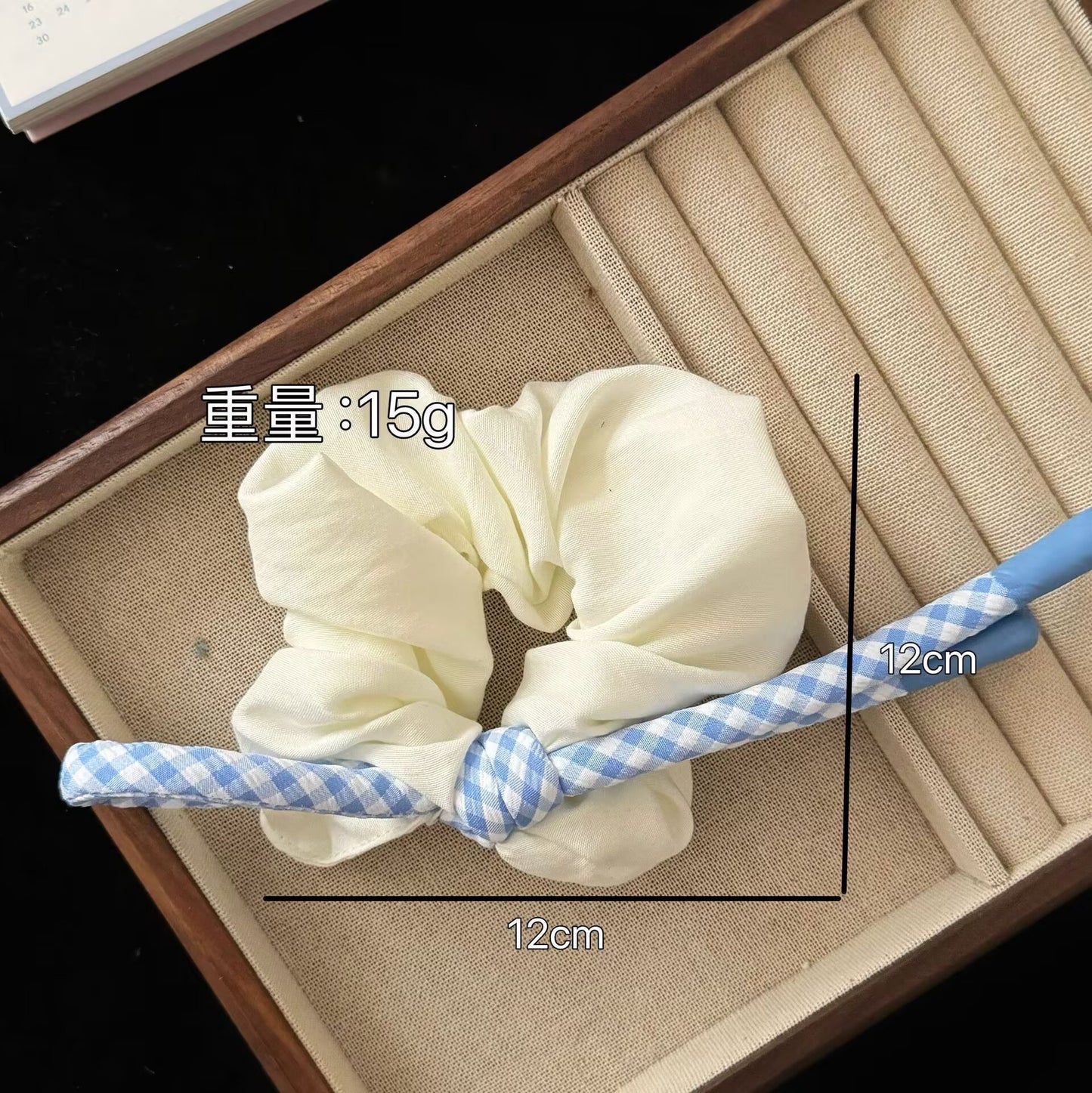 大腸圈簡約髮圈－藍色波點星星大腸款細節6｜https://igowo.tw/