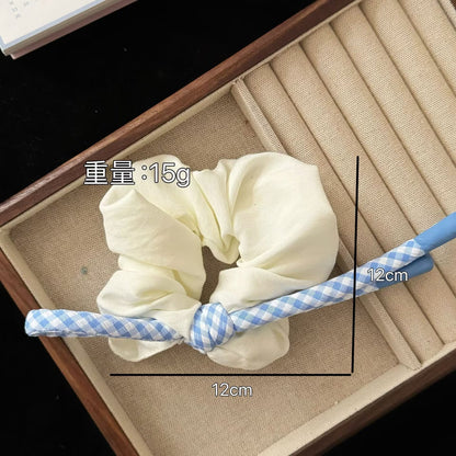 大腸圈簡約髮圈－藍色波點星星大腸款細節6｜https://igowo.tw/