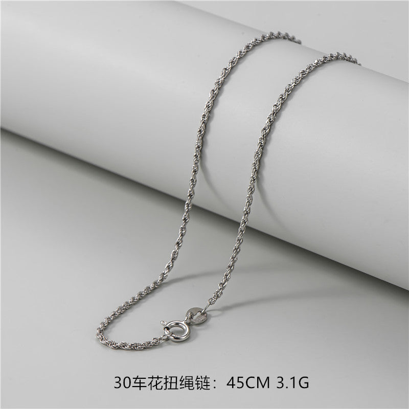 S925純銀鍍白金裸鏈配鏈簡約多款時髦個性45厘米鎖骨鏈銀飾