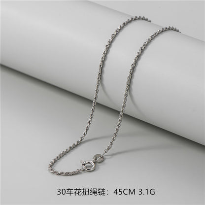 S925純銀鍍白金裸鏈配鏈簡約多款時髦個性45厘米鎖骨鏈銀飾