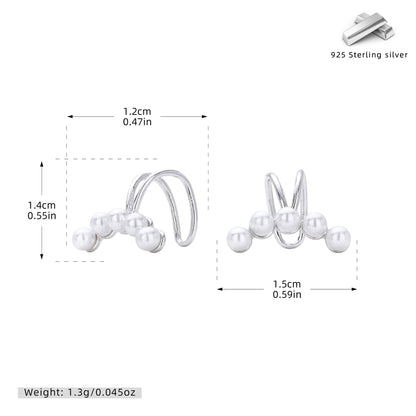 S925 新款鑲珍珠耳夾時尚簡約耳骨夾輕奢小眾百搭小眾飾品
