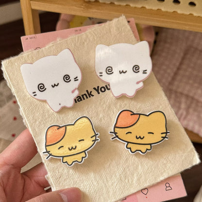 白色壓克力貓咪髮夾－商品主圖｜https://igowo.tw/
