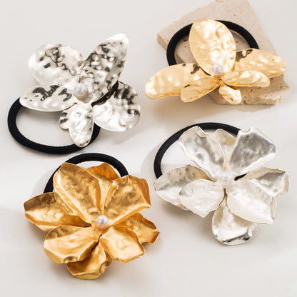 彈力繩金屬花朵髮圈－商品主圖｜https://igowo.tw/