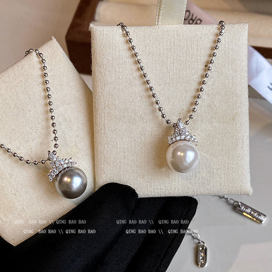 金色珍珠玻璃電鍍項鍊－商品主圖｜https://igowo.tw/