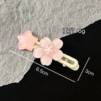 粉色櫻花星星髮夾