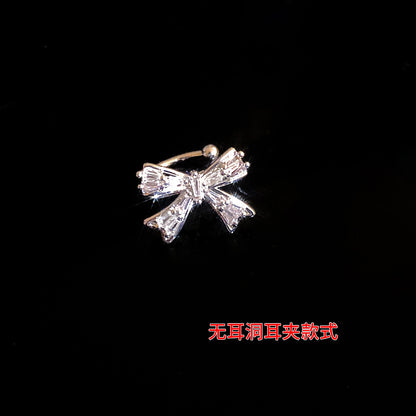 超仙鋯石蝴蝶結耳夾精致優雅通勤時髦耳骨夾輕奢高級感無耳洞耳飾