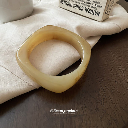 歐美跨境幾何圓形不規則樹脂手鐲時尚百搭氣質手環小眾設計感手飾