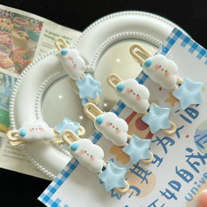 白色雲朵星星髮夾－商品主圖｜https://igowo.tw/
