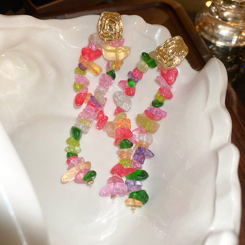 珍珠銀針花朵流蘇耳環－細節特寫12｜https://igowo.tw/