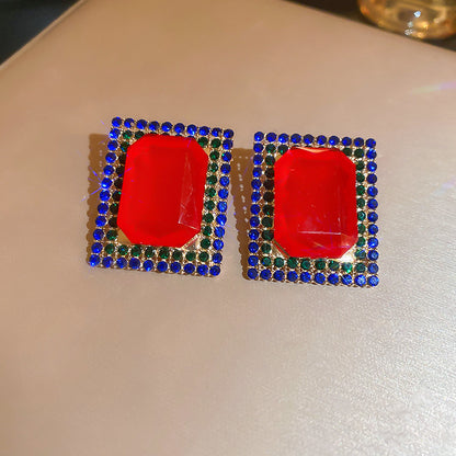 銀針中古鑲鉆珍珠愛心幾何耳環宮廷風復古高級感耳釘個性氣質耳飾