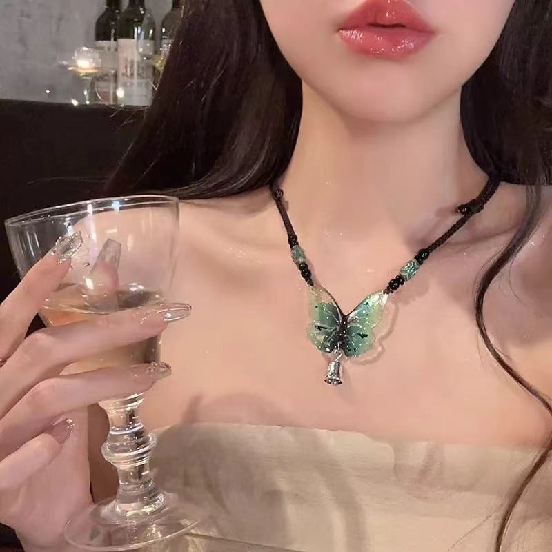 珍珠鈦鋼蝴蝶復古項鍊－細節特寫21｜https://igowo.tw/