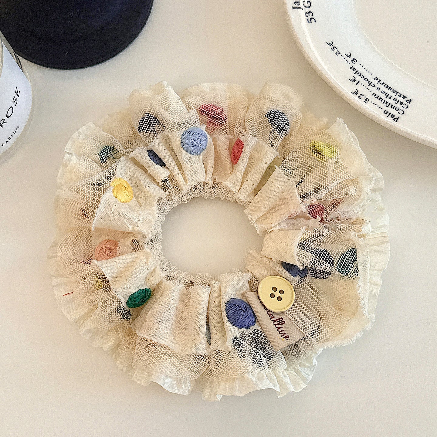 彩色蕾絲波點髮圈