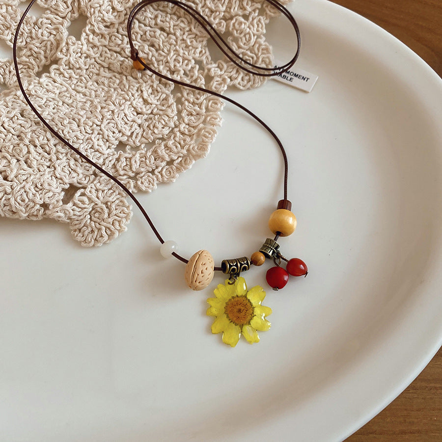 皮繩簡約項鍊－6#項鍊-咖色-橙色款細節｜https://igowo.tw/