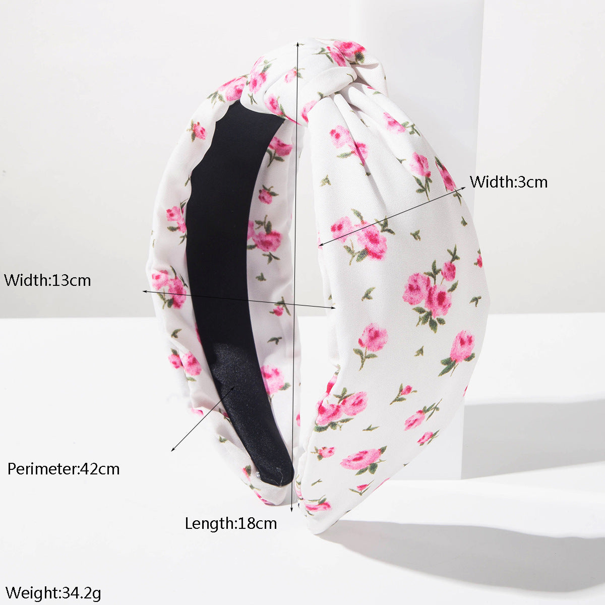 碎花扭結髮箍－白色款實拍｜https://igowo.tw/