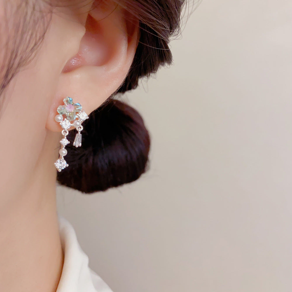 S925彩色鋯石流蘇耳墜－第二視角實拍｜https://igowo.tw/