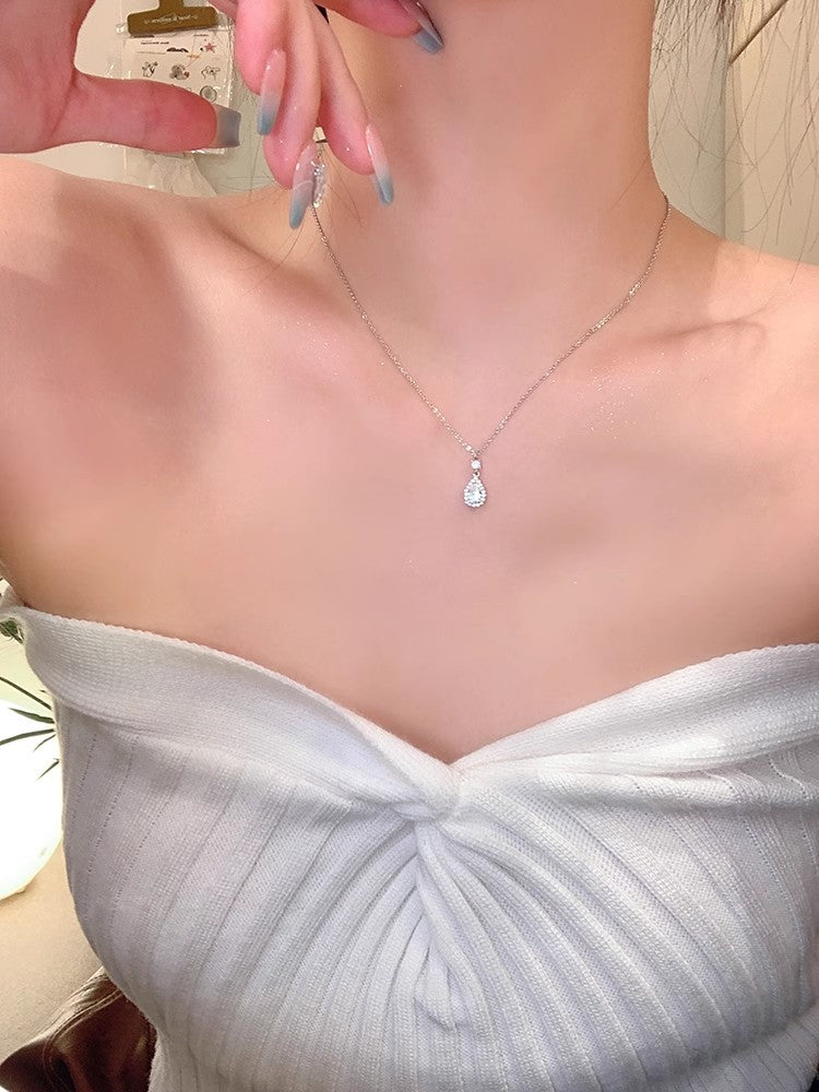 鋯石鈦鋼水滴項鍊