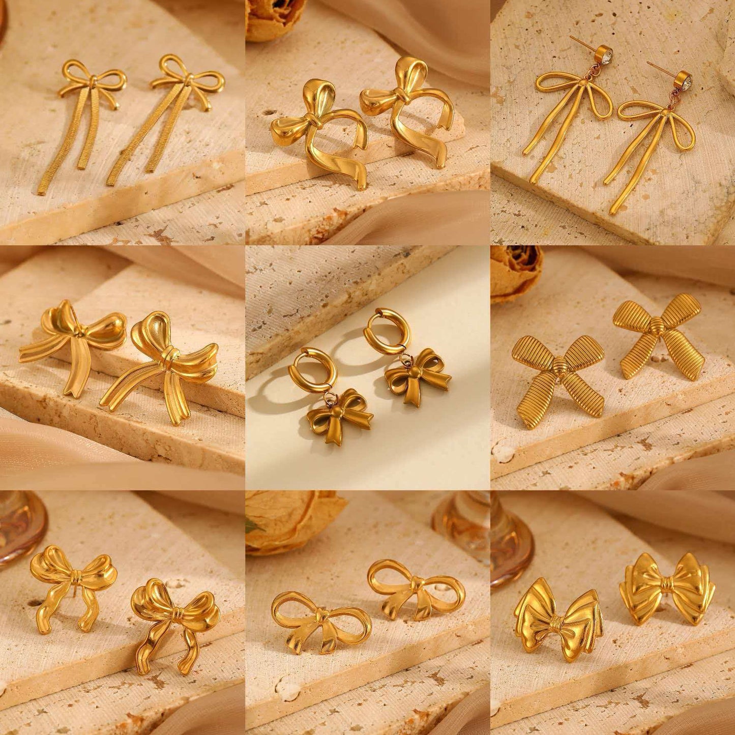 不鏽鋼蝴蝶結耳墜－商品主圖｜https://igowo.tw/