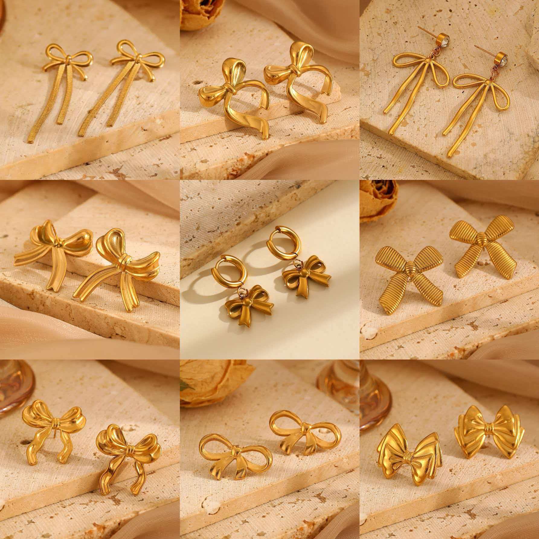 不鏽鋼蝴蝶結耳墜－商品主圖｜https://igowo.tw/