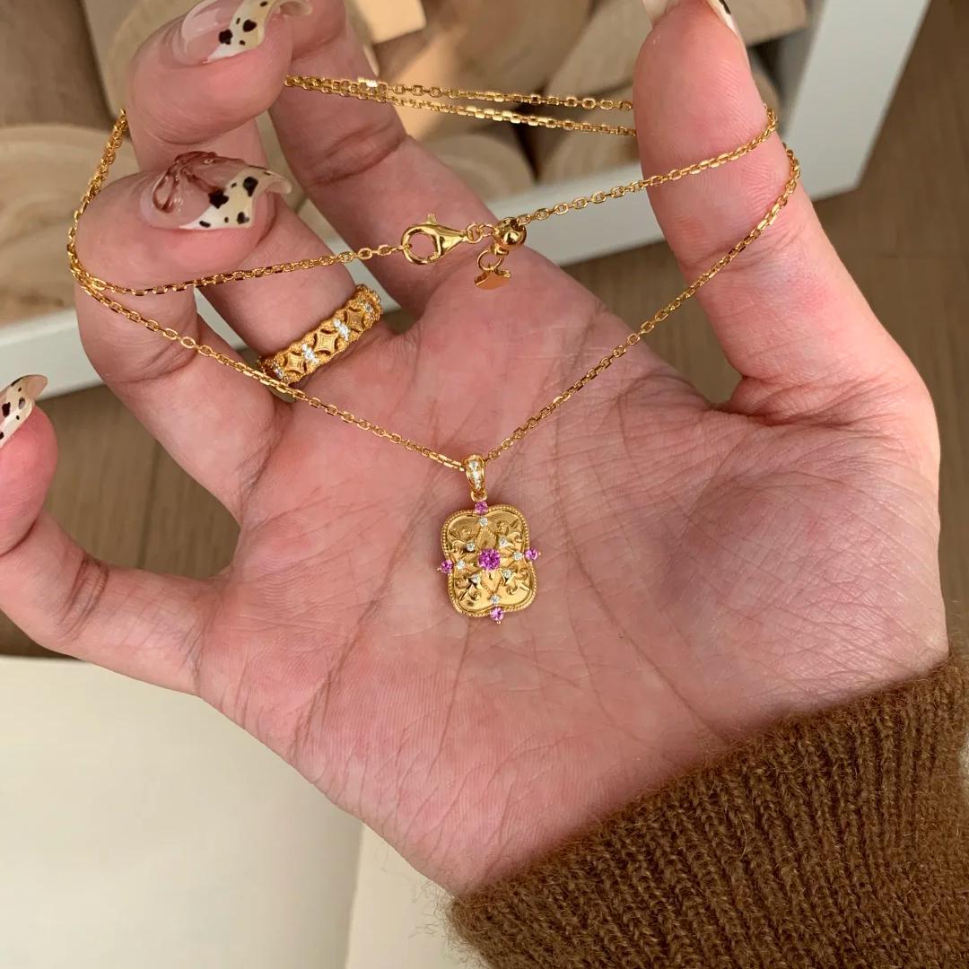 方形墜飾復古項鍊