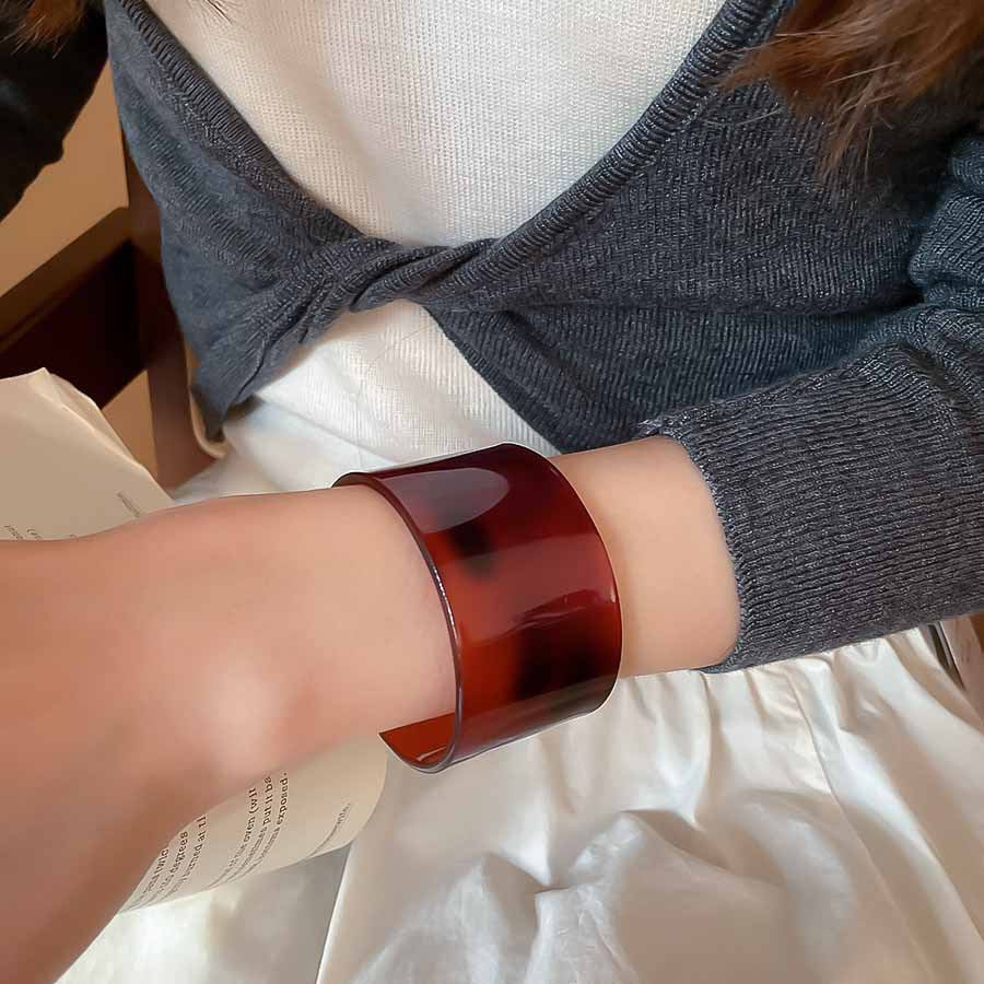 美拉德樹脂不規則幾何寬面手鐲復古秋冬時尚手環小眾高級感手飾女