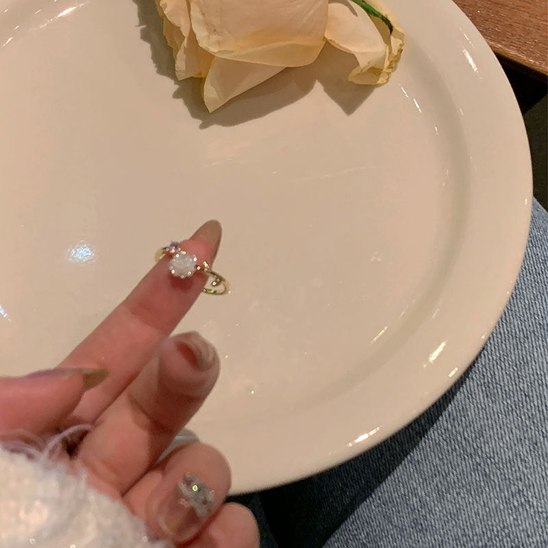 鋯石山茶花可調式戒指