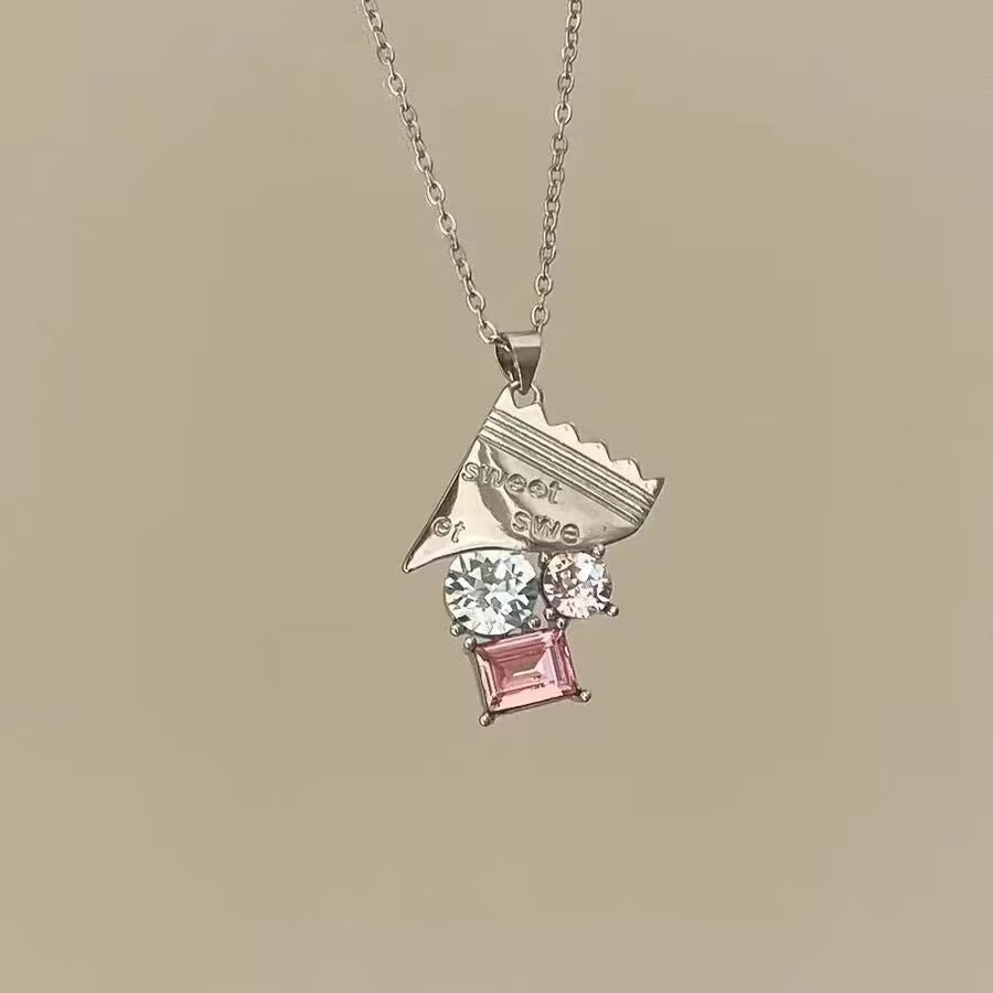 愛心鑲鑽項鍊耳環組