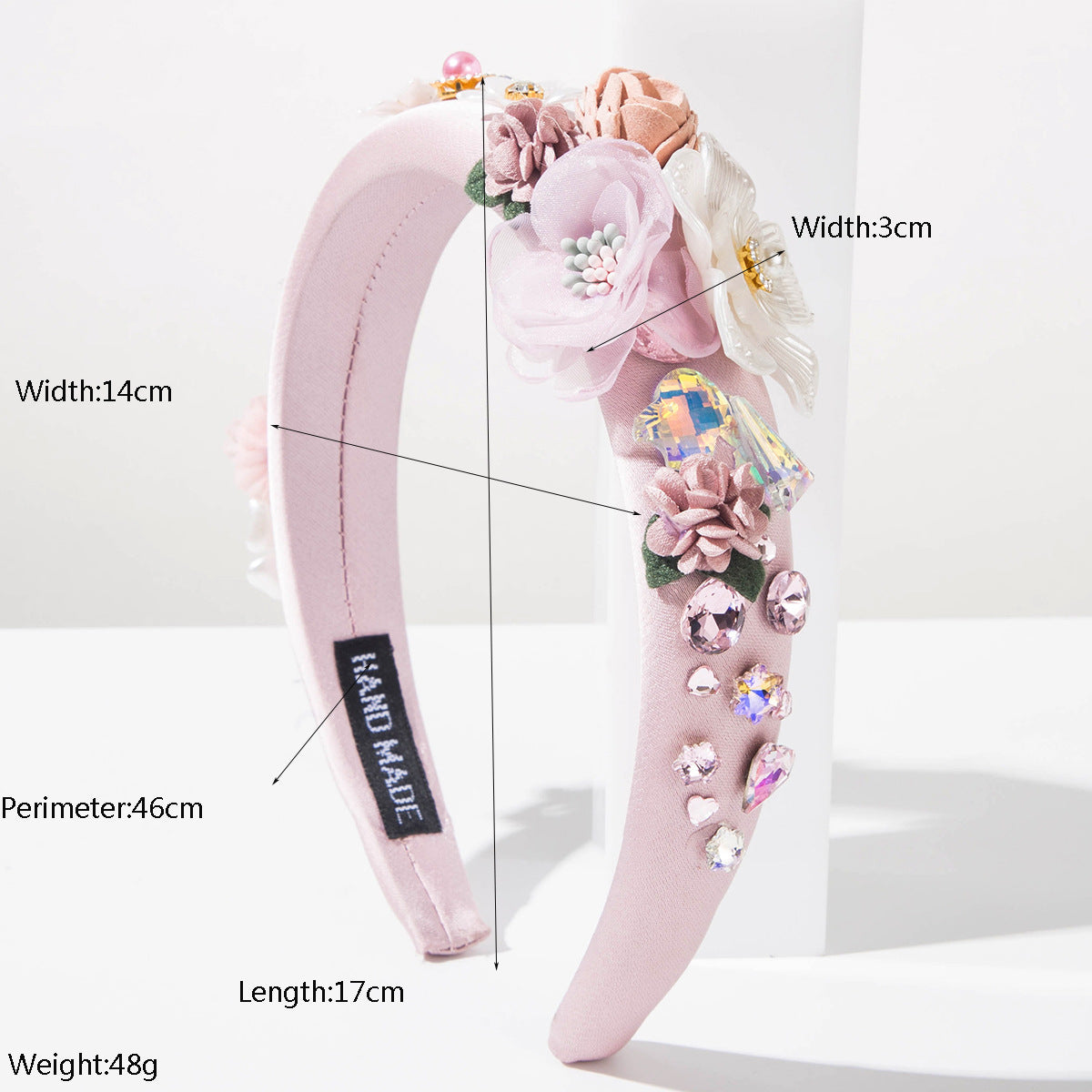花朵鑲鑽髮箍－藍色款實拍｜https://igowo.tw/