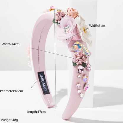 花朵鑲鑽髮箍－藍色款實拍｜https://igowo.tw/