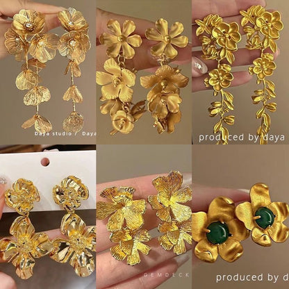 珍珠銀針花朵流蘇耳釘－商品主圖｜https://igowo.tw/