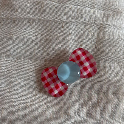 格紋蝴蝶結髮夾